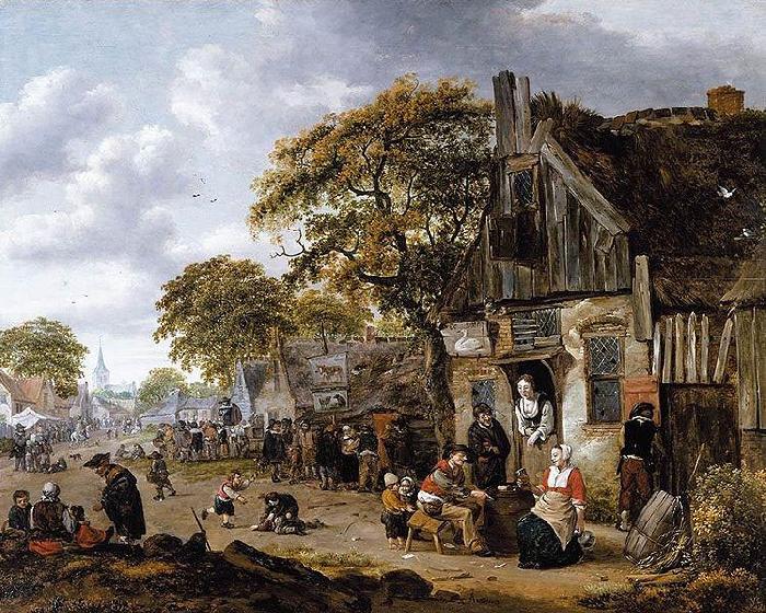 Salomon Rombouts A Village Street Scene